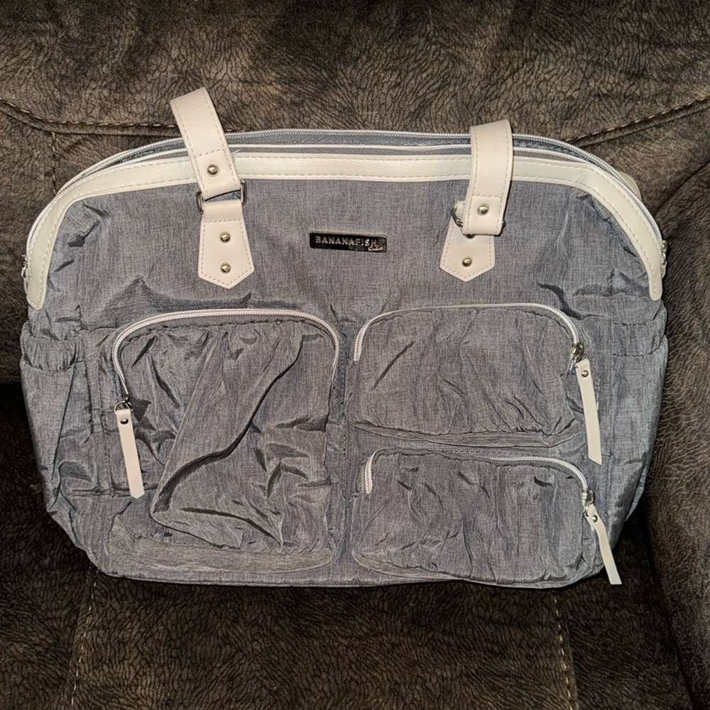 Gray Bananafish studio nylon diaper bag‎ w/changing pad